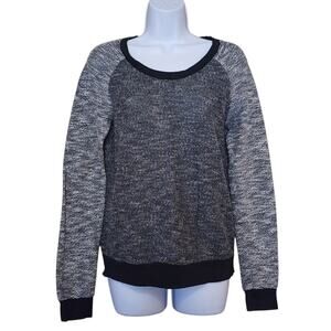 Splendid Womens Pullover Sweater Size M Gray Black Raglan Sleeve 1/4 Zip Back